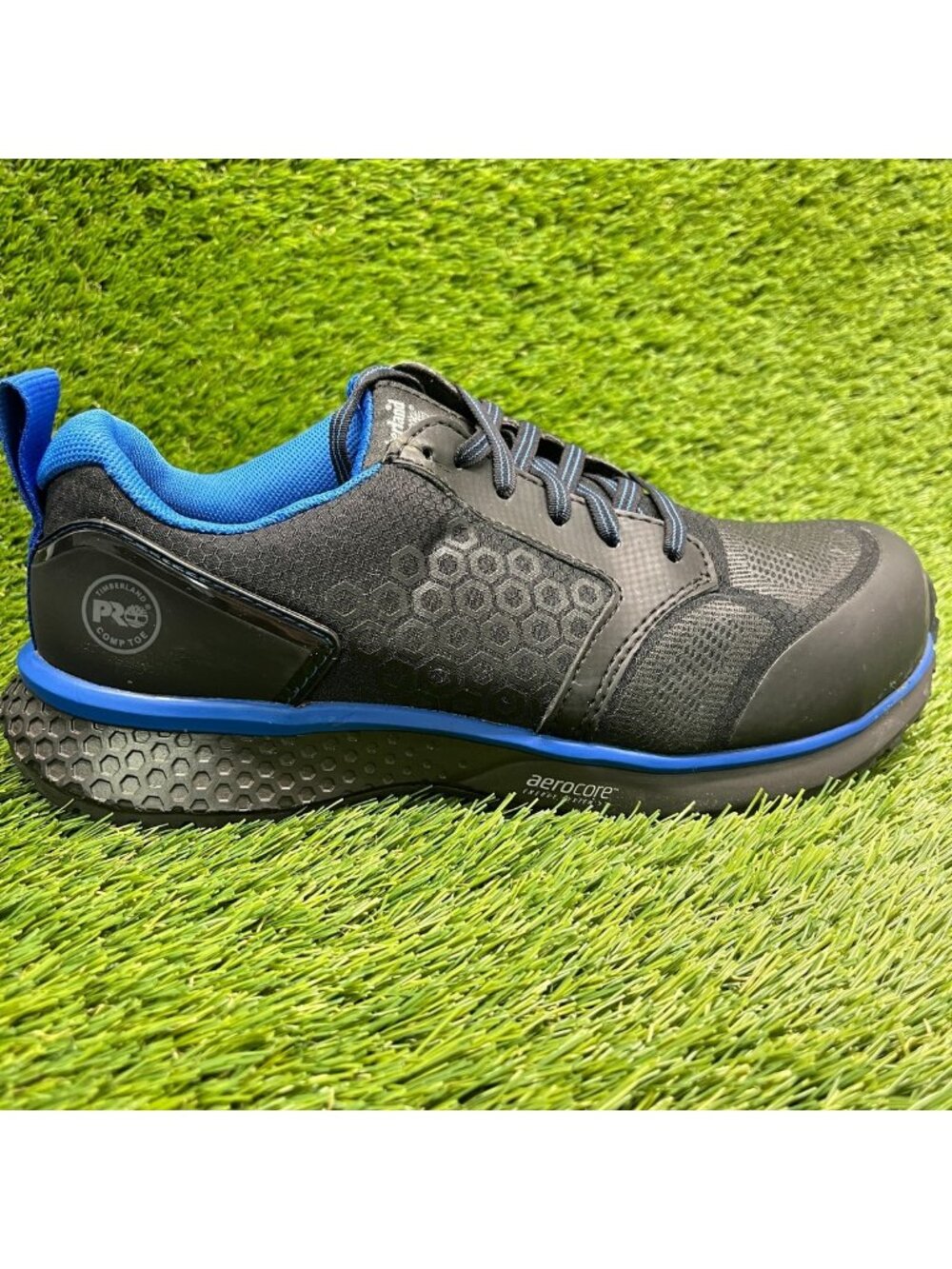 Timberland PRO Reaxion Mens Size 7.5 Black Blue Composite Safety Toe Work Shoes